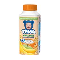 Биолакт детский Тема яблоко-банан-злаки с 8 месяцев 3% 200 мл - купить ...