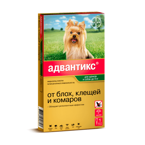 Средство от блох, клещей и комаров Bayer Адвантикс 40 для собак до 4 кг ...