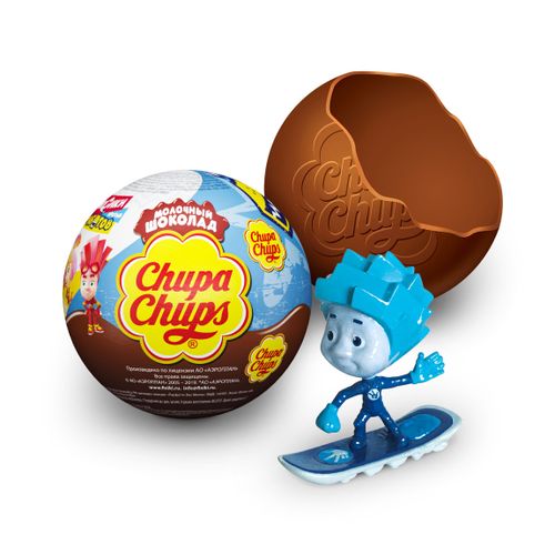 Шоколадный шар Chupa Chups молочный с игрушкой-сюрпризом 20 г х 18 шт