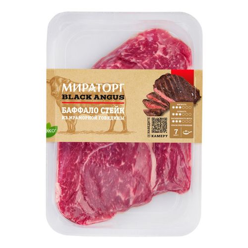 Стейк из мраморной говядины Мираторг Black Angus Баффало 300 г купить ...