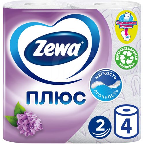 Туалетная бумага Zewa Плюс Сирень двухслойная 4 шт