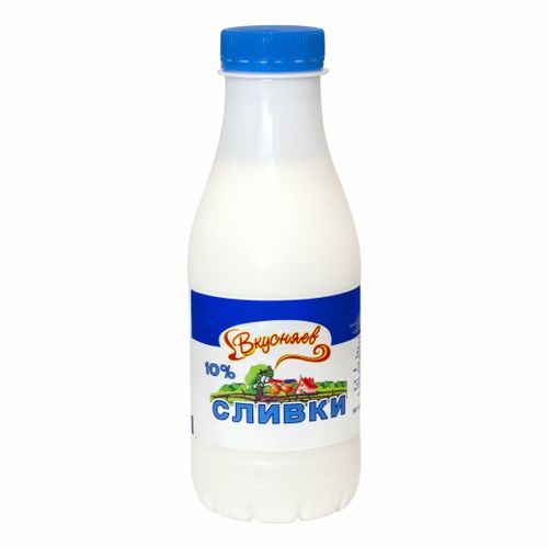 Сливки Вкусняев питьевые пастеризованные 10% БЗМЖ 450 мл - купить с ...