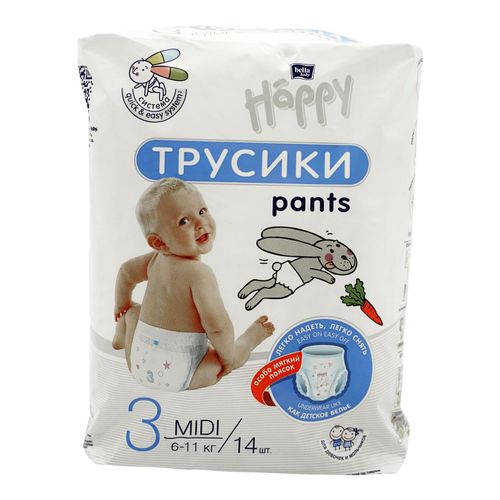 Подгузники-трусики Bella Baby Happy Pants Midi 3 (6-11 кг) 14 шт купить для  Бизнеса и офиса по оптовой цене с доставкой в СберМаркет Бизнес
