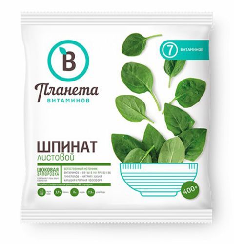 Шпинат листовой Планета Витаминов замороженный 400 г - купить с ...