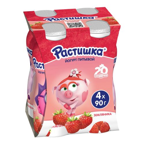 Йогурт питьевой детский Растишка земляника с 3 лет 1,6% БЗМЖ 90 г ...