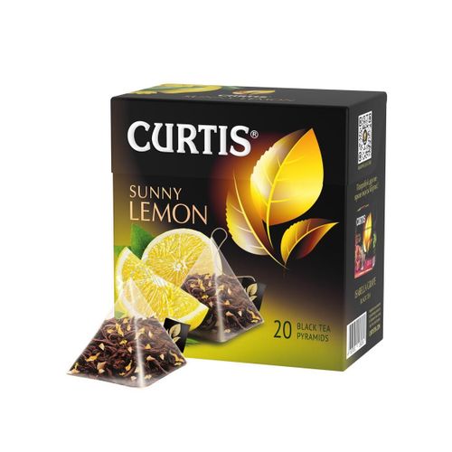 Чай черный Curtis Sunny lemon с ароматом лимона цедрой цитрусовых и лепестками цветов в пакетиках 1,8 г x 20 шт