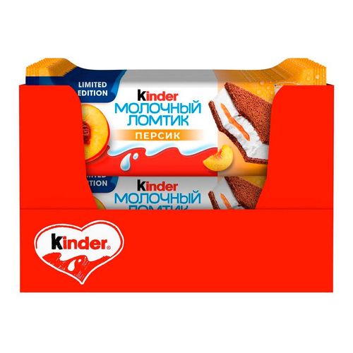 Пирожное Kinder Молочный ломтик бисквитное с персиком 28 г купить для ...