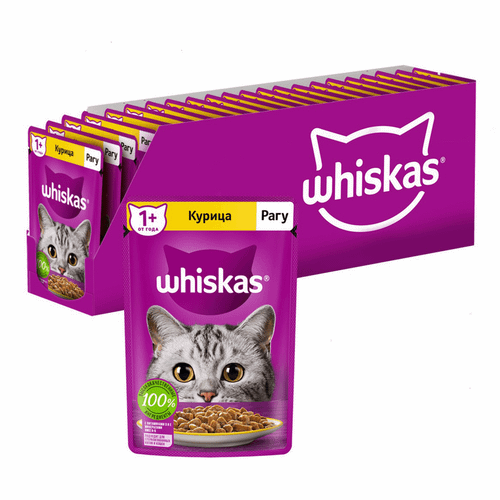 Влажный корм Whiskas рагу с курицей для взрослых кошек 75 г х 28 шт ...