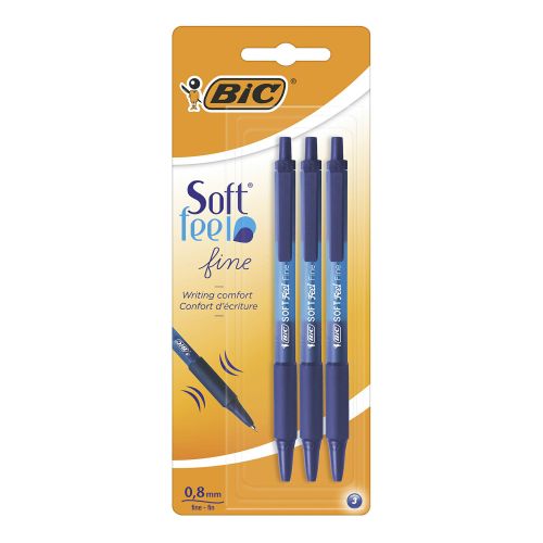 Ручки шариковые Bic Soft Feel синие 3 шт купить для Бизнеса и офиса по ...