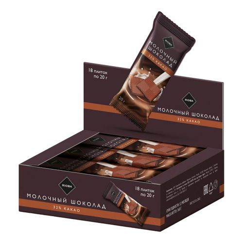 Шоколад Rioba молочный 32% какао 20 г купить для Бизнеса и офиса по ...