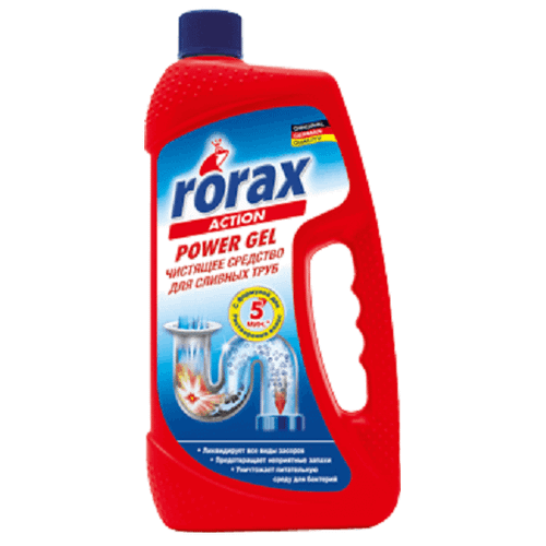 Чистящее средство Rorax Power Gel для сливных труб 1 л