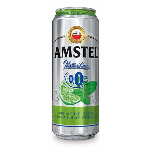 Пивной напиток безалкогольный Amstel натуральный лайм 450 мл