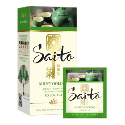 Чай зеленый Saito Milky Oolong с ароматом молока в пакетиках 1,5 г х 25 шт