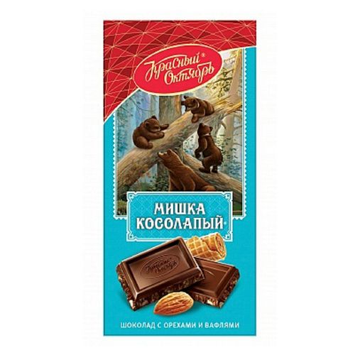 Шоколад Красный Октябрь Мишка косолапый с миндалем и вафельной крошкой 75 г
