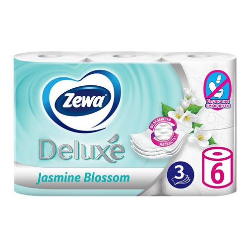 Туалетная бумага Zewa Deluxe Жасмин трехслойная 6 шт