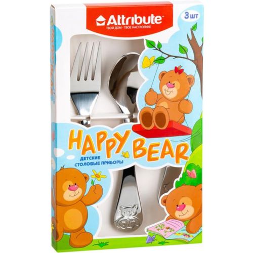 Набор столовых приборов Attribute Happy Bear детский 3 предмета