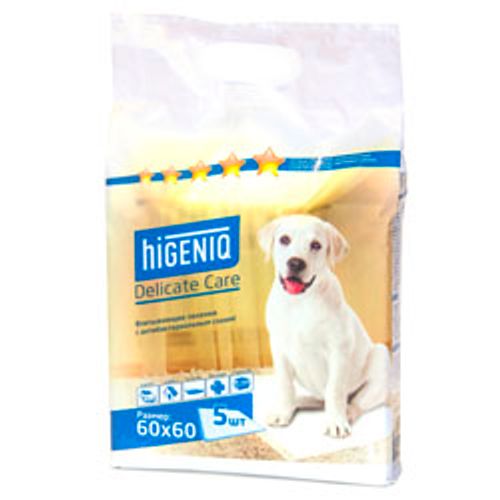 Пеленки для собак Higeniq гелевые впитывающие одноразовые 60 х 60 см 5 шт