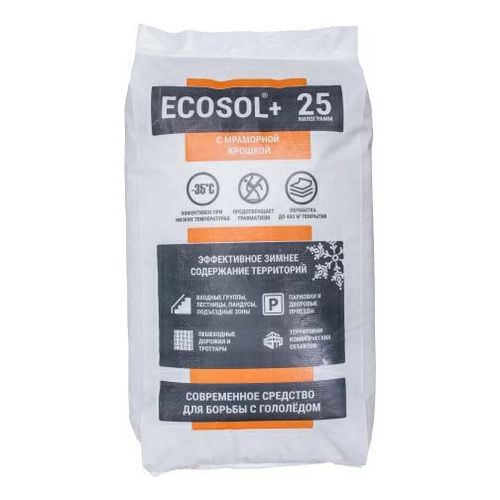 Противогололедный реагент Экосол Plus до -35°C 25 кг