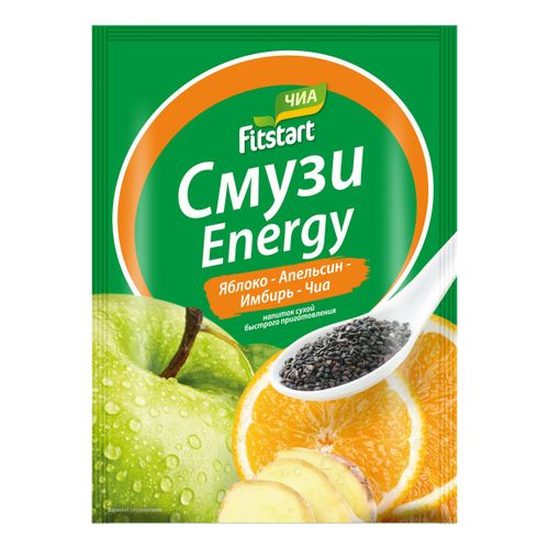 Смесь для приготовления напитка Fitstart Смузи Energy яблоко-апельсин-имбирь-чиа 20 г