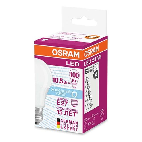 Лампа светодиодная Osram LED E27 10,5W груша нейтральный свет