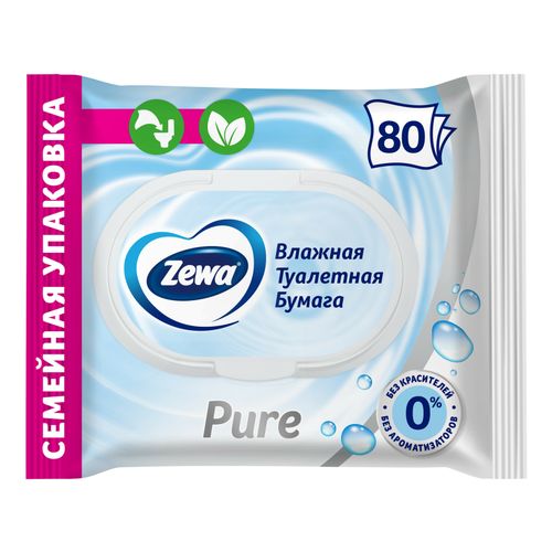 Влажная туалетная бумага Zewa Pure 80 шт