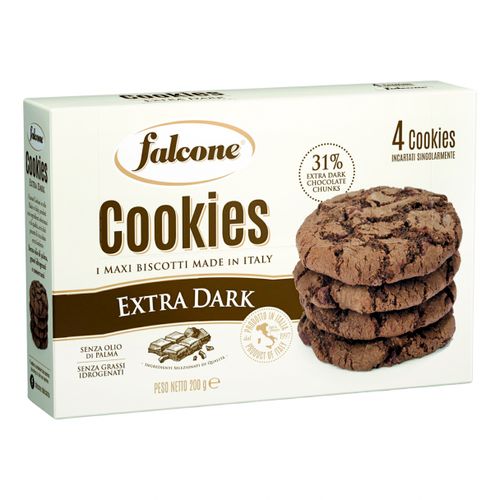 Печенье Falcone Cookies Extra Dark песочное с темным шоколадом 200 г ...