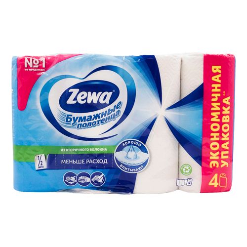 Бумажные полотенца Zewa белые 2 слоя 4 рулона
