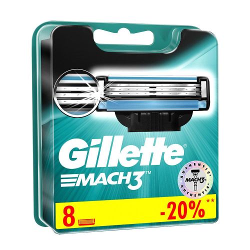 Кассета для бритвенного станка Gillette Mach3 3 лезвия 8 шт