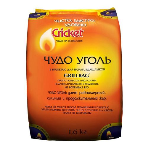 Уголь Cricket Grill Bag в брикетах 1,6 кг