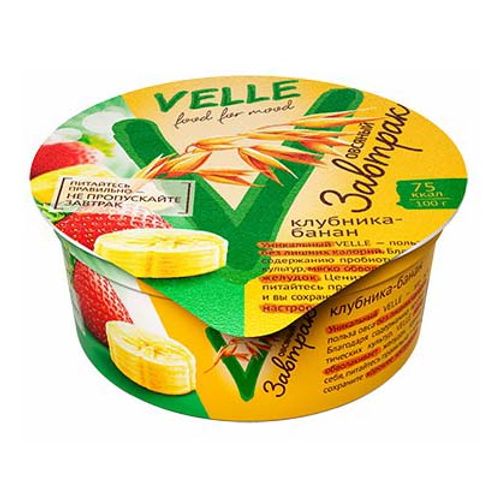 Растительный аналог йогурта Velle овсяный клубника-банан 175 г