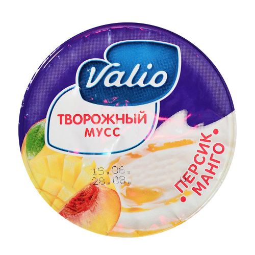 Мусс творожный Valio 4% с персиком и манго 110 г Россия, БЗМЖ