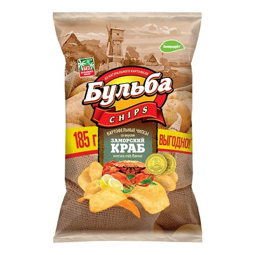 Чипсы картофельные Бульба Chips 185 г в ассортименте (вкус по наличию ...