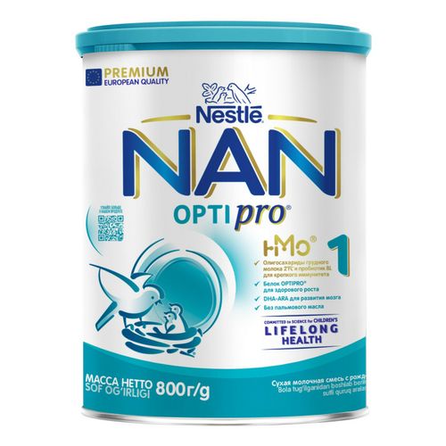 Детская смесь NAN Optipro 1 молочная сухая для роста иммунитета и развития мозга с рождения 800 г