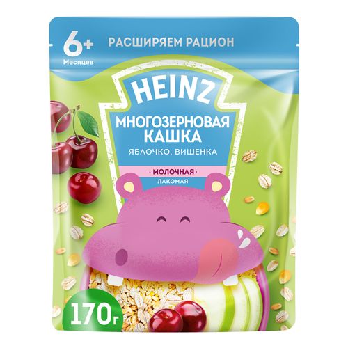 Каша Heinz Лакомая мультизлаковая молочная яблоко-вишня с 6 месяцев 170 г