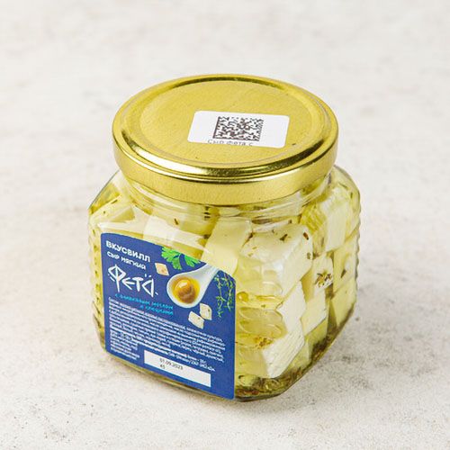 Сыр рассольный ВкусВилл Фета в оливковом масле со специями кубики 40% БЗМЖ 275 г