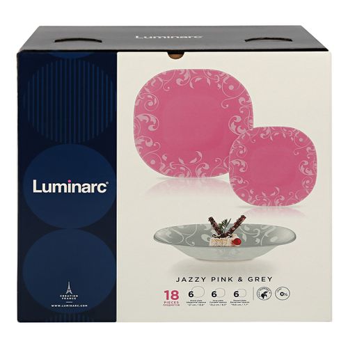 Набор столовый Luminarc Jazzy Pink & Grey стекло 18 предметов