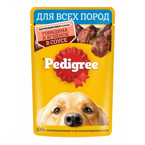 Влажный корм Pedigree с говядиной и ягненком для взрослых собак всех пород 85 г