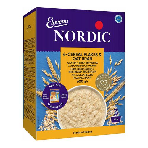 Хлопья Nordic 4 вида зерновых с отрубями 600 г