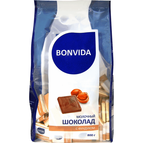 Шоколад Bonvida молочный с фундуком 800 г