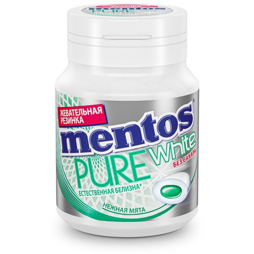 Жевательная резинка Mentos Pure White Нежная мята с экстрактом белого чая без сахара 54 г