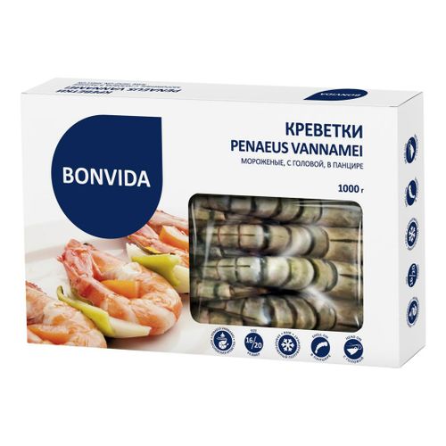 Креветки Bonvida в панцире 16/20 замороженные 1 кг