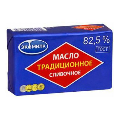 Сладкосливочное масло несоленое Экомилк Традиционное 82,5% БЗМЖ 180 г