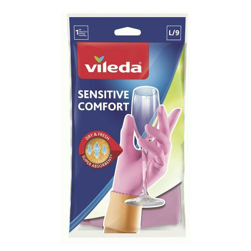 Перчатки хозяйственные Vileda Sensitive Comfort латексные L