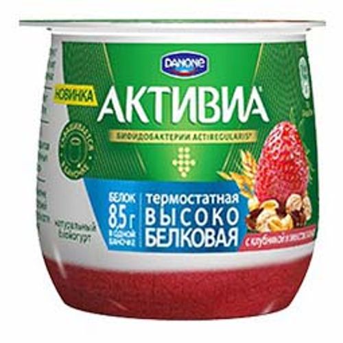 Йогурт Активиа клубника и злаки термостатный 2,4% 170 г