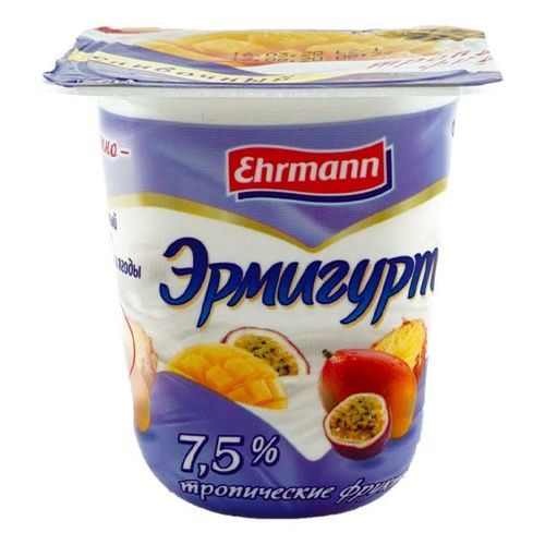Йогуртный продукт Эрмигурт тропические фрукты 7,5% БЗМЖ 100 г