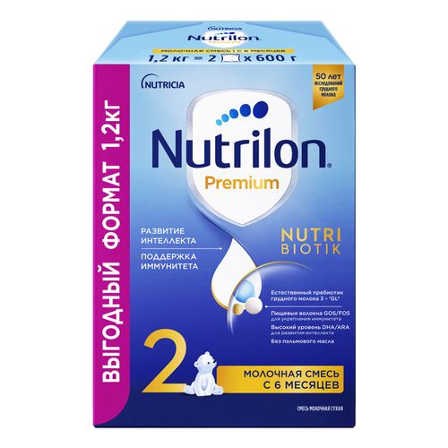 Детская смесь Nutrilon Premium 2 молочная сухая с 6 месяцев 1,2 кг