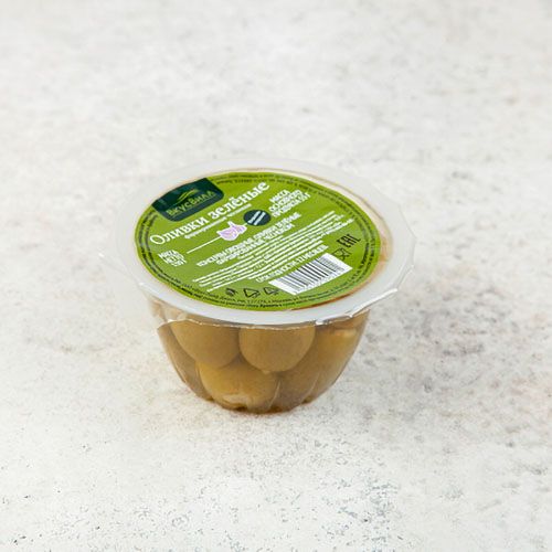 Оливки ВкусВилл зеленые с чесноком 120 г