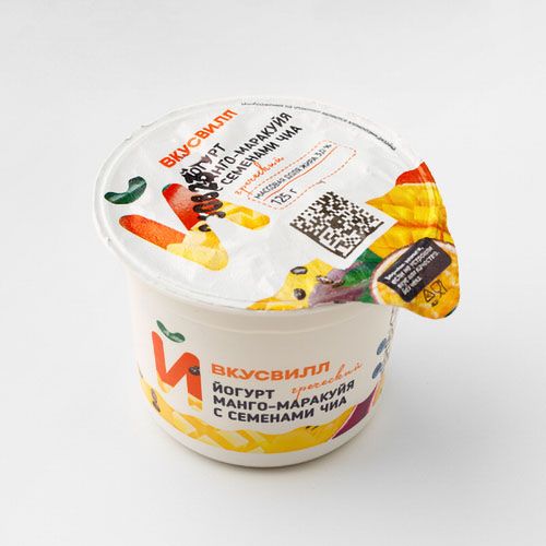 Йогурт ВкусВилл Греческий Манго-маракуйя с семенами чиа 3% БЗМЖ 125 г