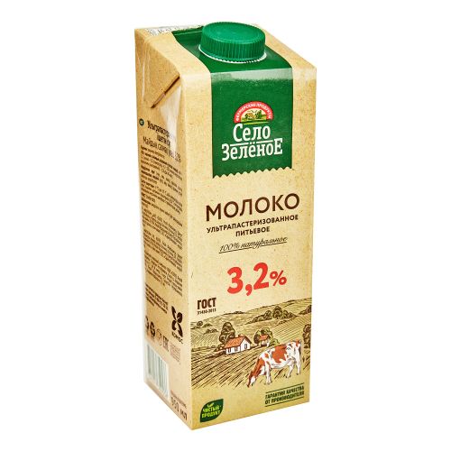 Молоко 3,2% ультрапастеризованное 950 мл Село Зеленое БЗМЖ