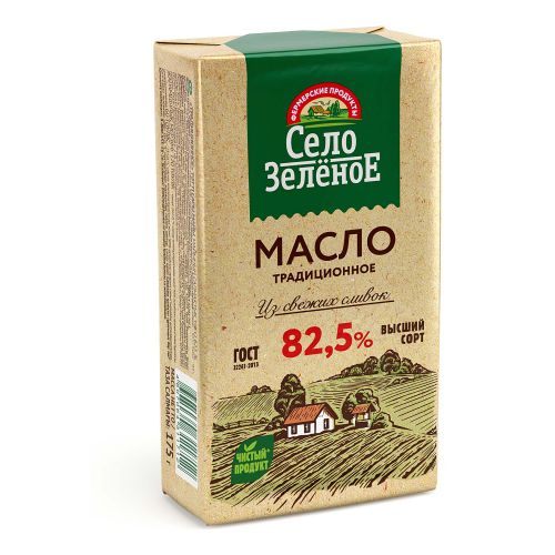 Сладкосливочное масло Село Зеленое Традиционное 82,5% 175 г